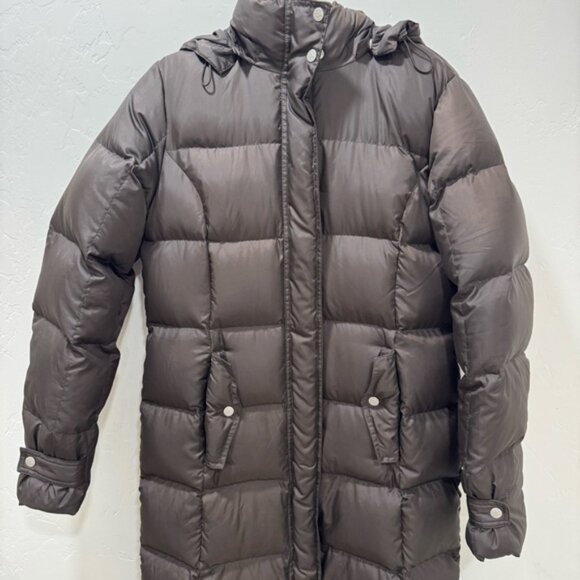 Eddie Bauer Seattle Brown Long Down Parka Coat Puffer Hood Women's Small - Picture 2 of 15